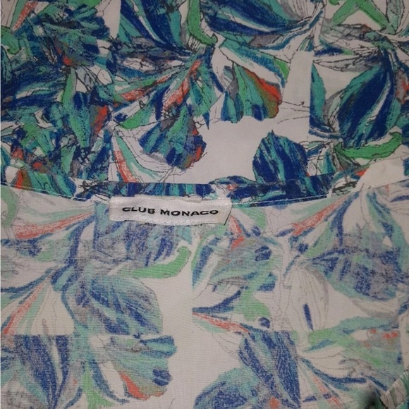 Club Monaco 100% Cotton Multicolor Short Sleeve Summer Top Size L - Picture 5 of 5
